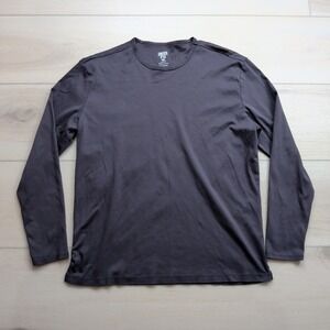 Under 5'10 Mens Pima Cotton Long Sleeve Crew Neck Shirt Charcoal Gray Large